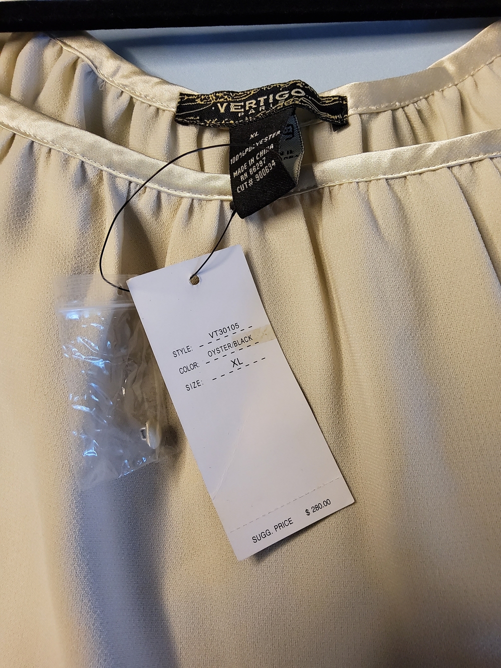 Vertigo PARIS Cream Satin-Trim Dress - Picture 15 of 16